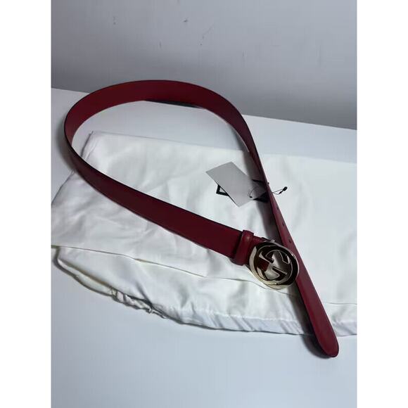 100% Authentic New Gucci Leather Belt Size 95 Red main image 4